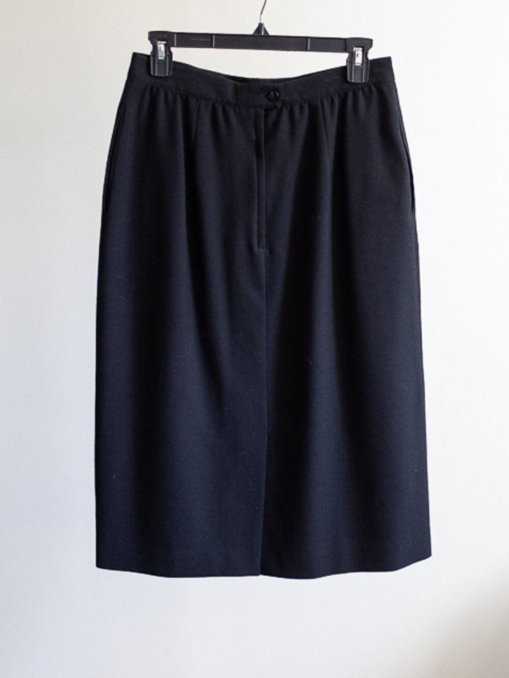 Vintage Mr. Jax 100% Wool Black Midi Skirt Made in Vancouver Canada Sz 12